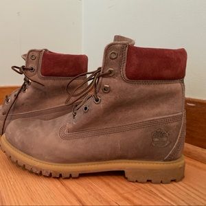 Maroon Top Timberlands